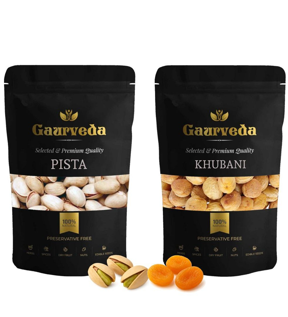 Gaurveda Pista & Khubani Premium Quality Combo - Pistachio & Apricots Pack of 50 Grams Each