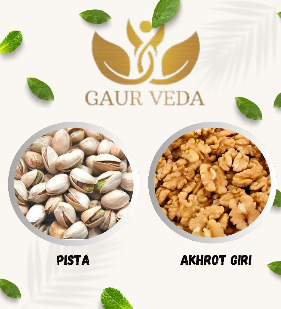 Gaurveda Pista & Akhrot Giri Premium Quality Combo - Pistachio & Walnuts Kernel Pack of 50 Grams Each