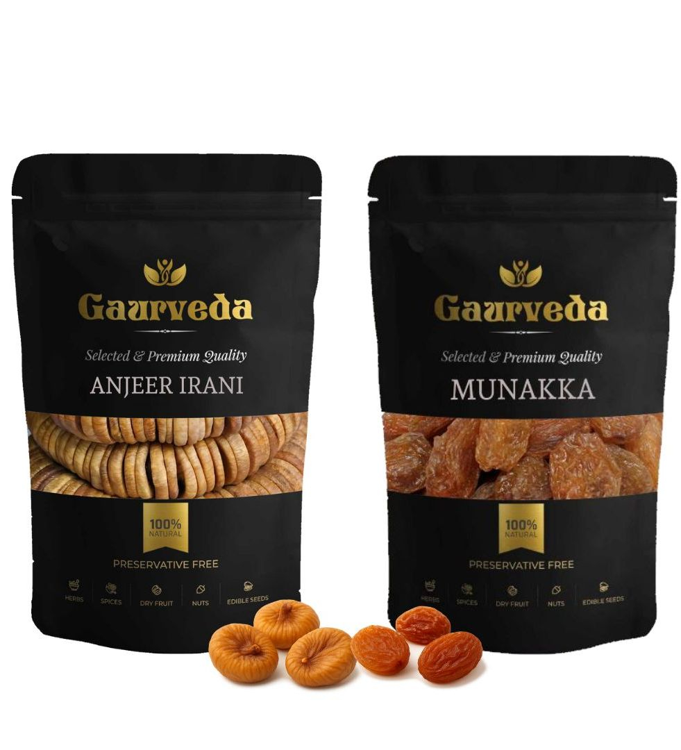 Gaurveda Anjeer & Munakka Premium Quality Combo - Figs & Munakka Pack of 50 Grams Each