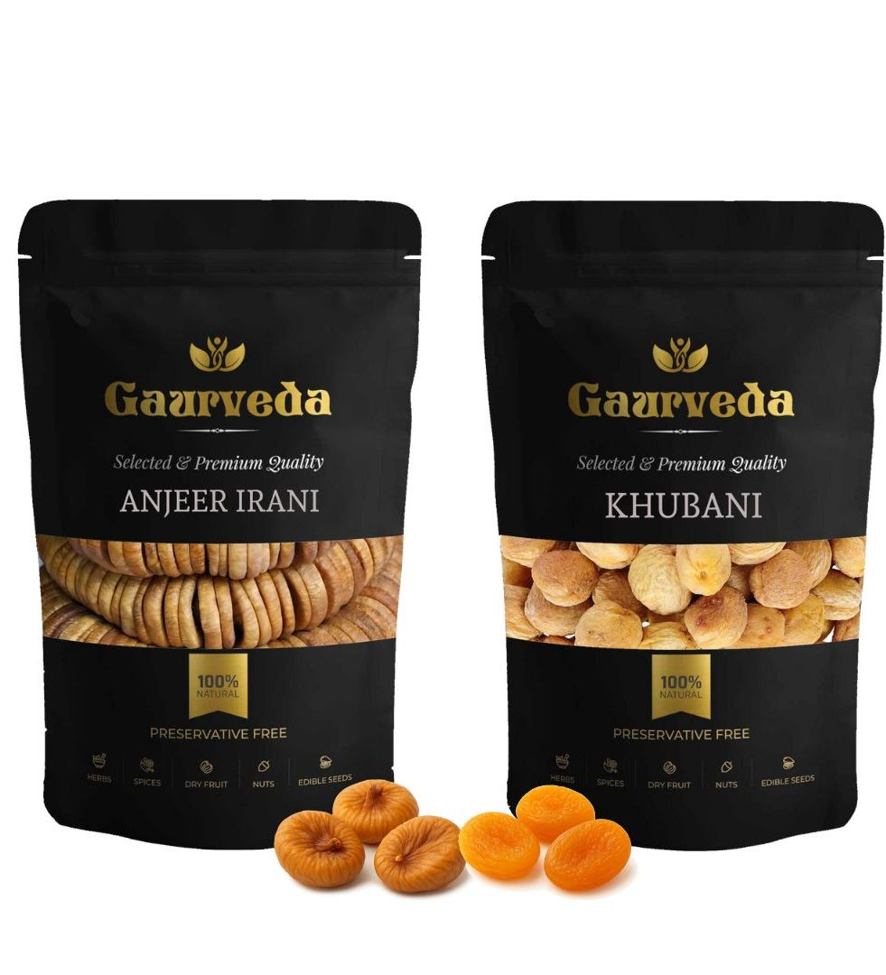 Gaurveda Anjeer & Khubani Premium Quality Combo - Figs & Apricots Pack of 50 Grams Each