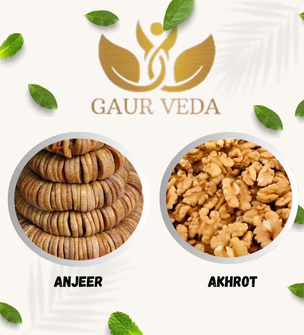 Gaurveda Anjeer & Akhrot Giri Premium Quality Combo - Figs & Walnuts Kernel Pack of 50 Grams Each