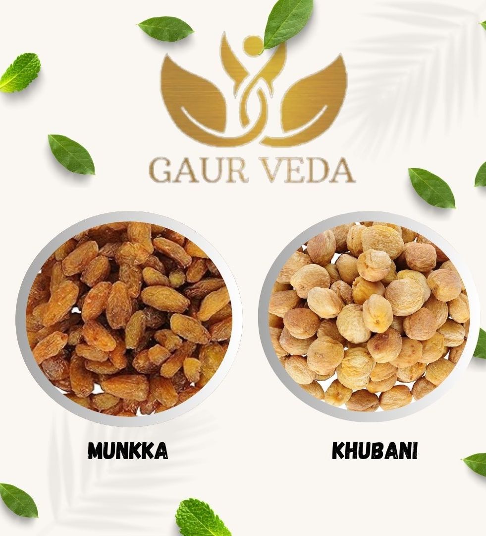 Gaurveda Munakka & Khubani Premium Quality Combo - Munakka & Apricots Pack of 50 Grams Each