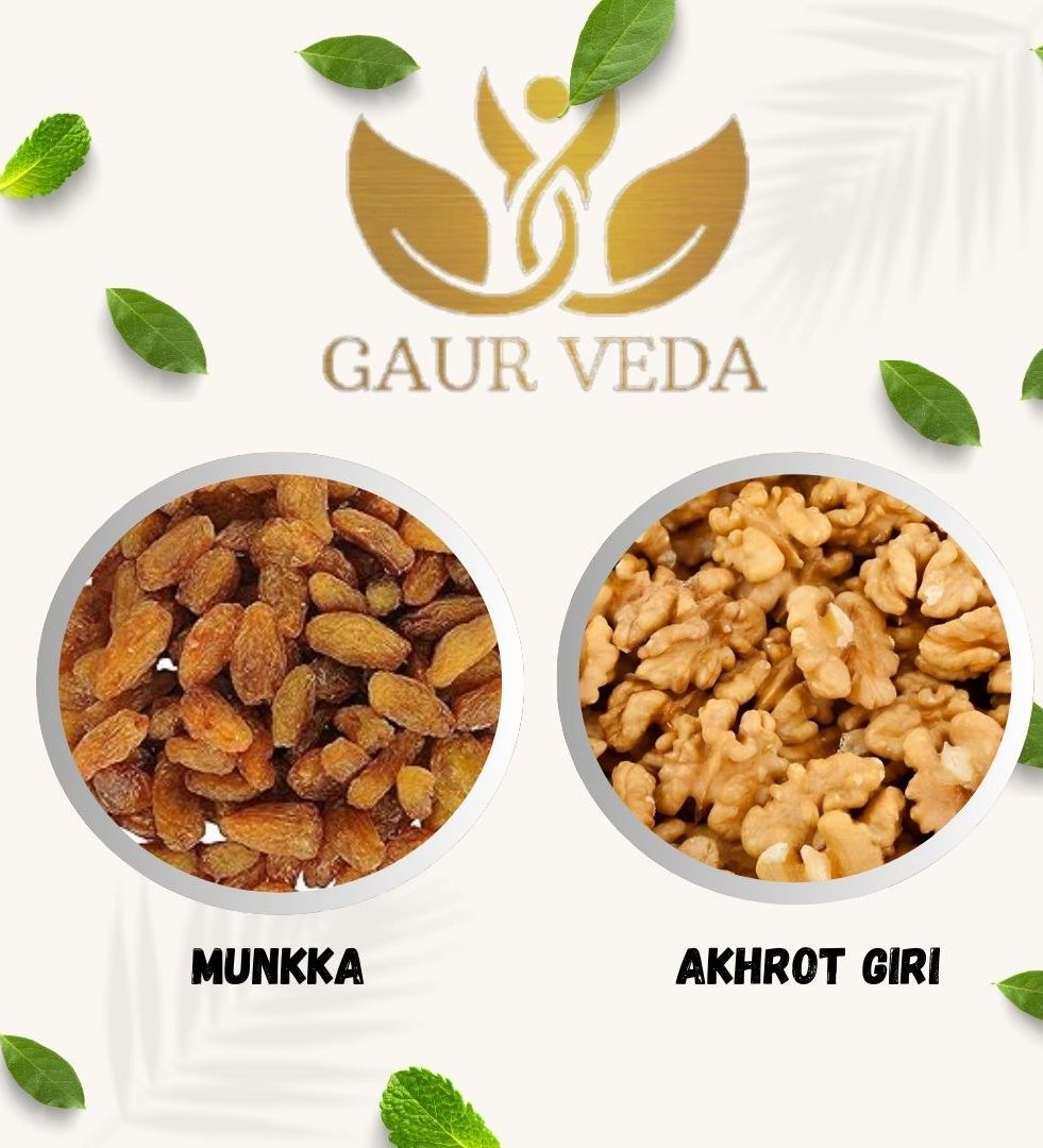 Gaurveda Munakka & Akhrot Giri Premium Quality Combo - Munakka & Walnuts Kernel Pack of 50 Grams Each