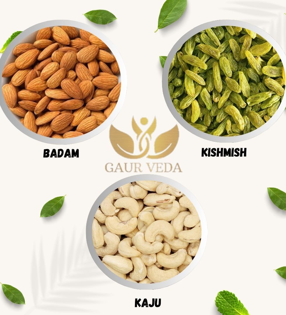 Gaurveda Badam , Kishmish & Kaju Premium Quality Combo - Almonds , Rasins & Cashew Pack of 50 Grams Each