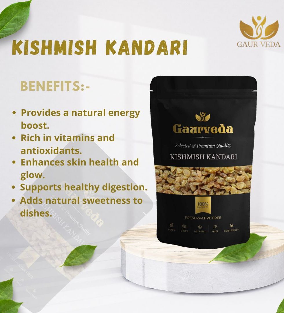 Gaurveda Kishmish Kandhari - Premium Quality Raisin Almonds 50 Grams
