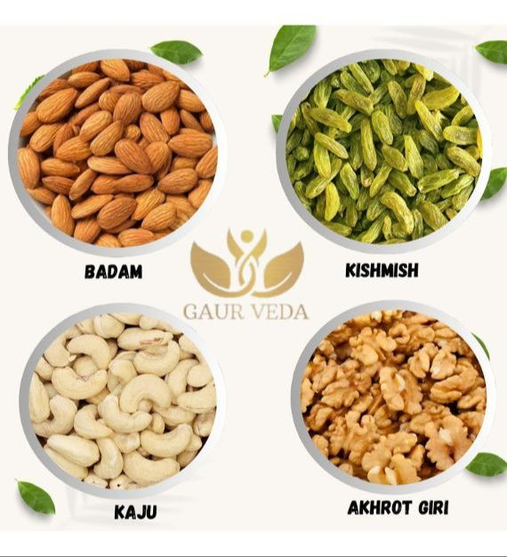 Gaurveda Akhrot Giri , Badam , Kishmish & Kaju Premium Quality Combo - Walnuts Kernel , Almonds , Raisins & Cashew Pack of 50 Grams Each