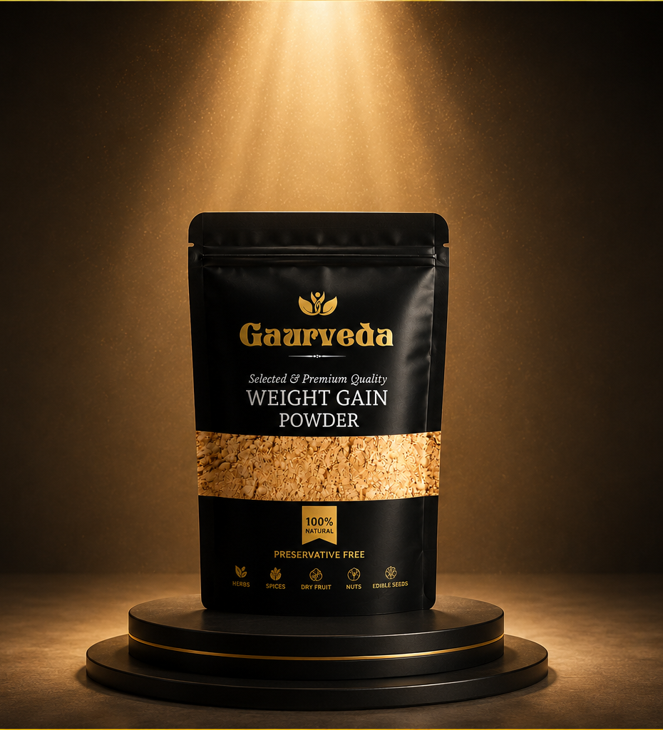 GAURVEDA Weight Gain Powder | With Safed Musli, Vidharikand, Behman Safed and 4 More Herbs | Healthy Lifestyle | Ayurvedic Weight Gainer | Natural (300 Grams Pack)