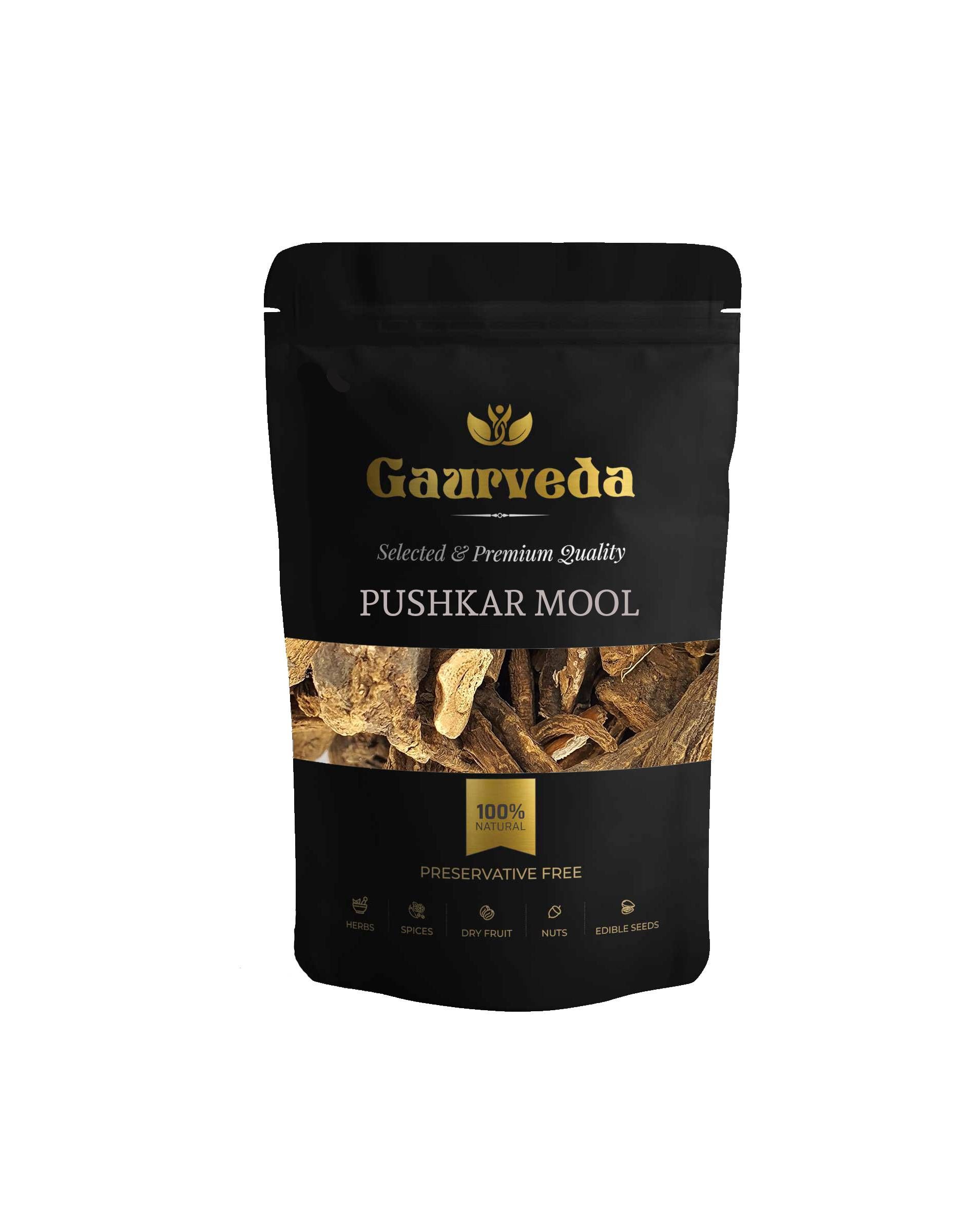 GAURVEDA Pushkarmool 100% Natural & Pure | Traditional Ayurvedic Herb/Seed/Powder | Supports Wellness & Daily Health | Ideal for Herbal Remedies, 100 Grams