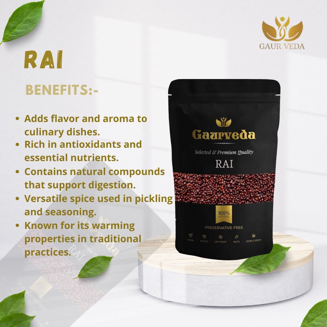 GAURVEDA Rai | Mustard Seeds for Authentic Indian Cooking | Adds a Zesty Flavor to your Recipes | Perfect for Tempering & Pickling | 1000 Grams