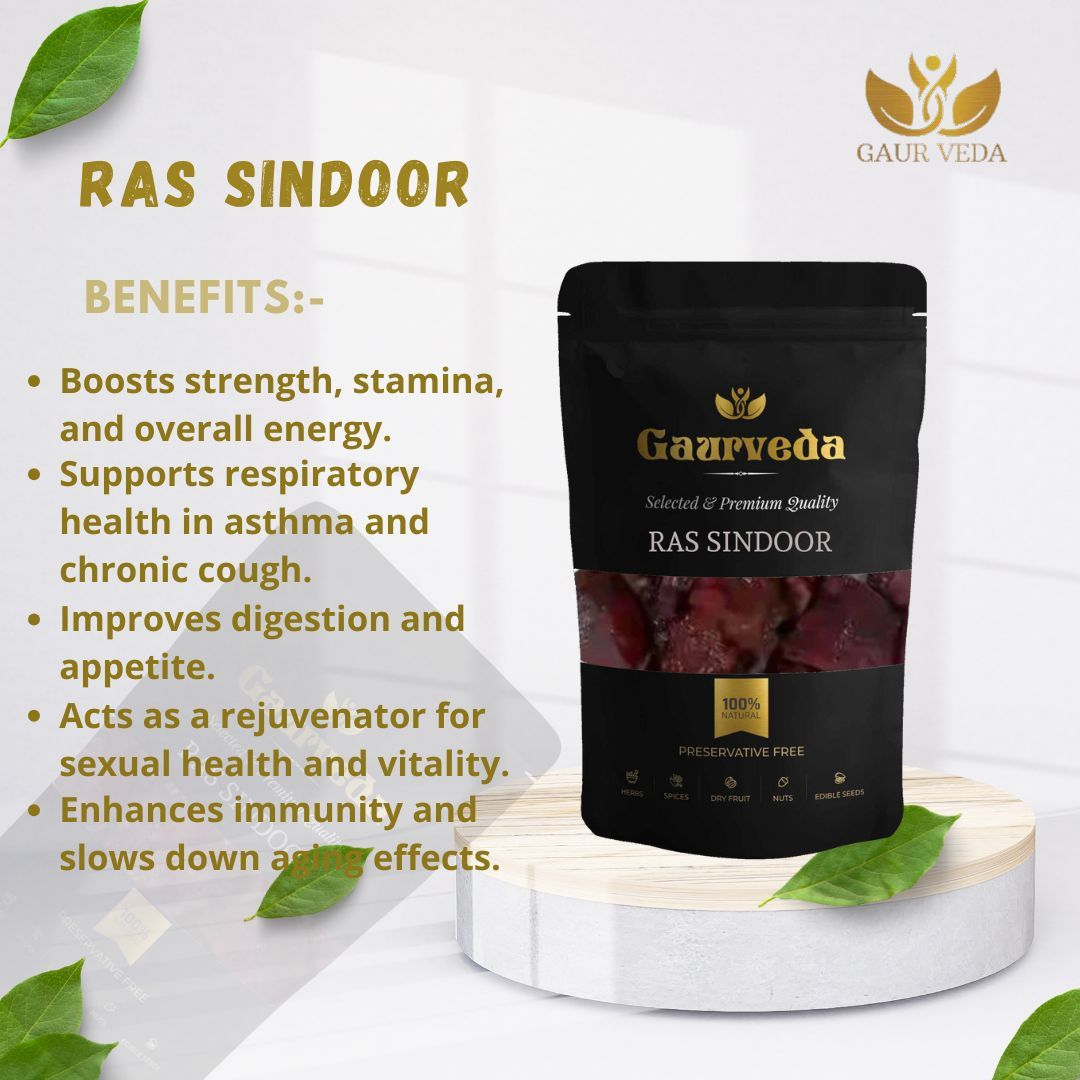 GAURVEDA Ras sindoor 100% Natural & Pure | Traditional Ayurvedic Herb/Seed/Powder | Supports Wellness & Daily Health | Ideal for Herbal Remedies, 10 Grams