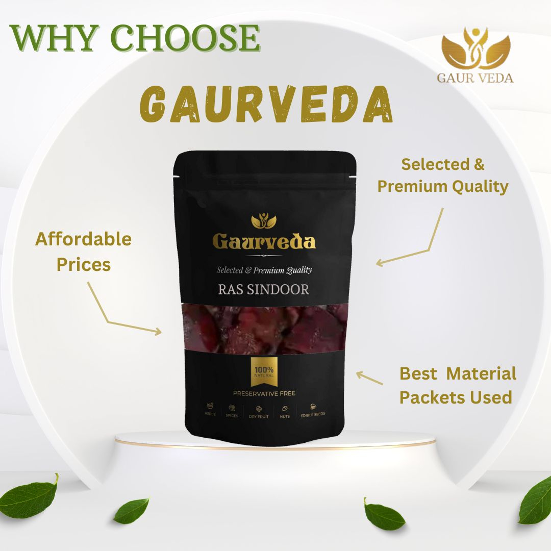 GAURVEDA Ras sindoor 100% Natural & Pure | Traditional Ayurvedic Herb/Seed/Powder | Supports Wellness & Daily Health | Ideal for Herbal Remedies, 10 Grams