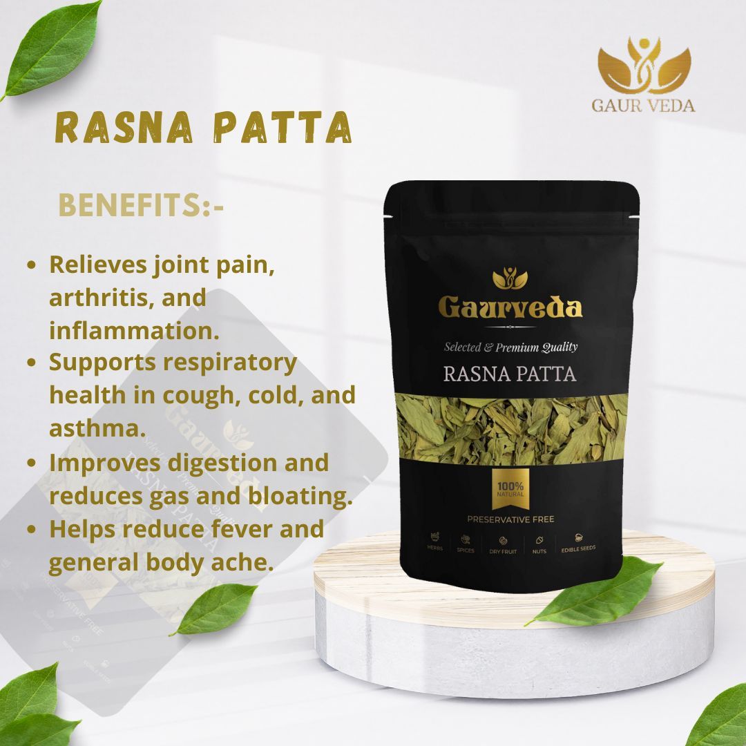 GAURVEDA Rasna patta 100% Natural & Pure | Traditional Ayurvedic Herb/Seed/Powder | Supports Wellness & Daily Health | Ideal for Herbal Remedies, 100 Grams