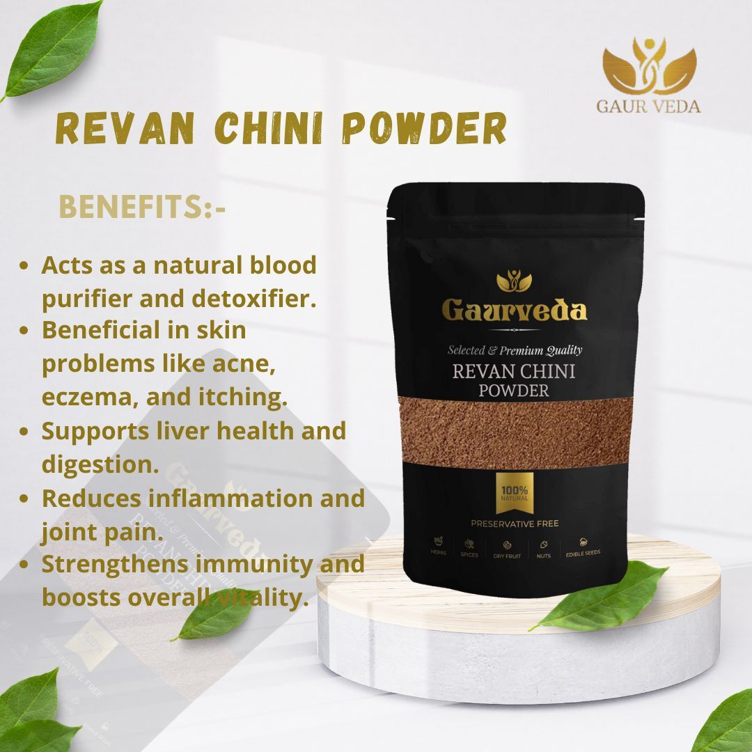 GAURVEDA Revan chini Powder 100% Natural & Pure | Traditional Ayurvedic Herb/Seed/Powder | Supports Wellness & Daily Health | Ideal for Herbal Remedies, 100 Grams