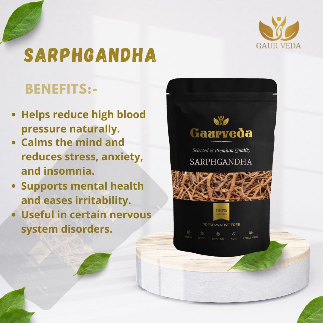 GAURVEDA Sarpgandha 100% Natural & Pure | Traditional Ayurvedic Herb/Seed/Powder | Supports Wellness & Daily Health | Ideal for Herbal Remedies, 100 Grams