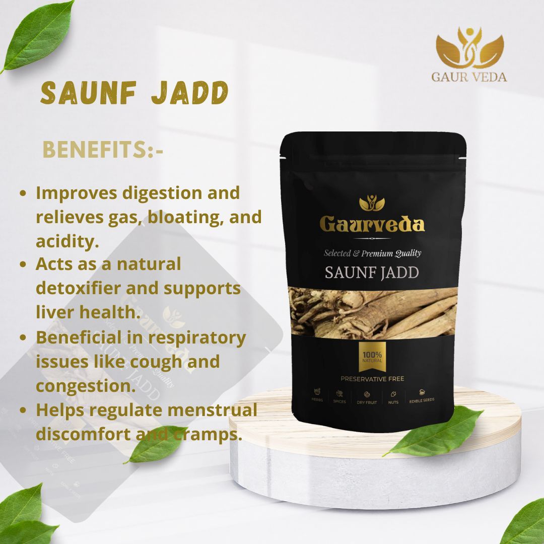 GAURVEDA Saunf jadd 100% Natural & Pure | Traditional Ayurvedic Herb/Seed/Powder | Supports Wellness & Daily Health | Ideal for Herbal Remedies, 100 Grams