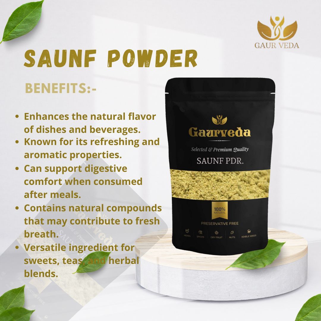 GAURVEDA Saunf Powder | Fennel Seed Powder | Natural Mouth Freshener | Digestive Aid | Pure & Fresh | Cooking Spice | Indian Masala | 100 Grams