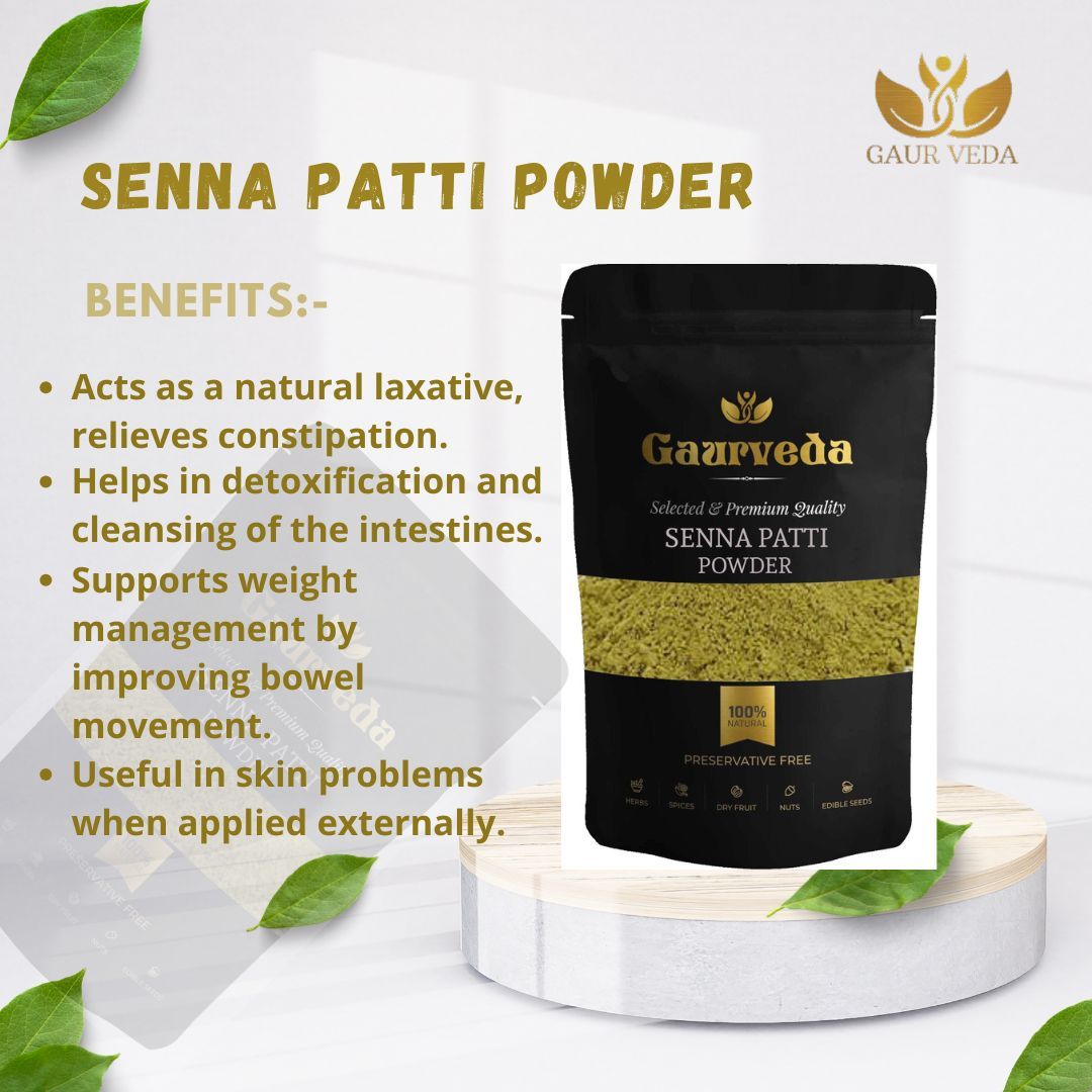 GAURVEDA Senna Patti Powder 100% Natural & Pure | Traditional Ayurvedic Herb/Seed/Powder | Supports Wellness & Daily Health | Ideal for Herbal Remedies, 100 Grams