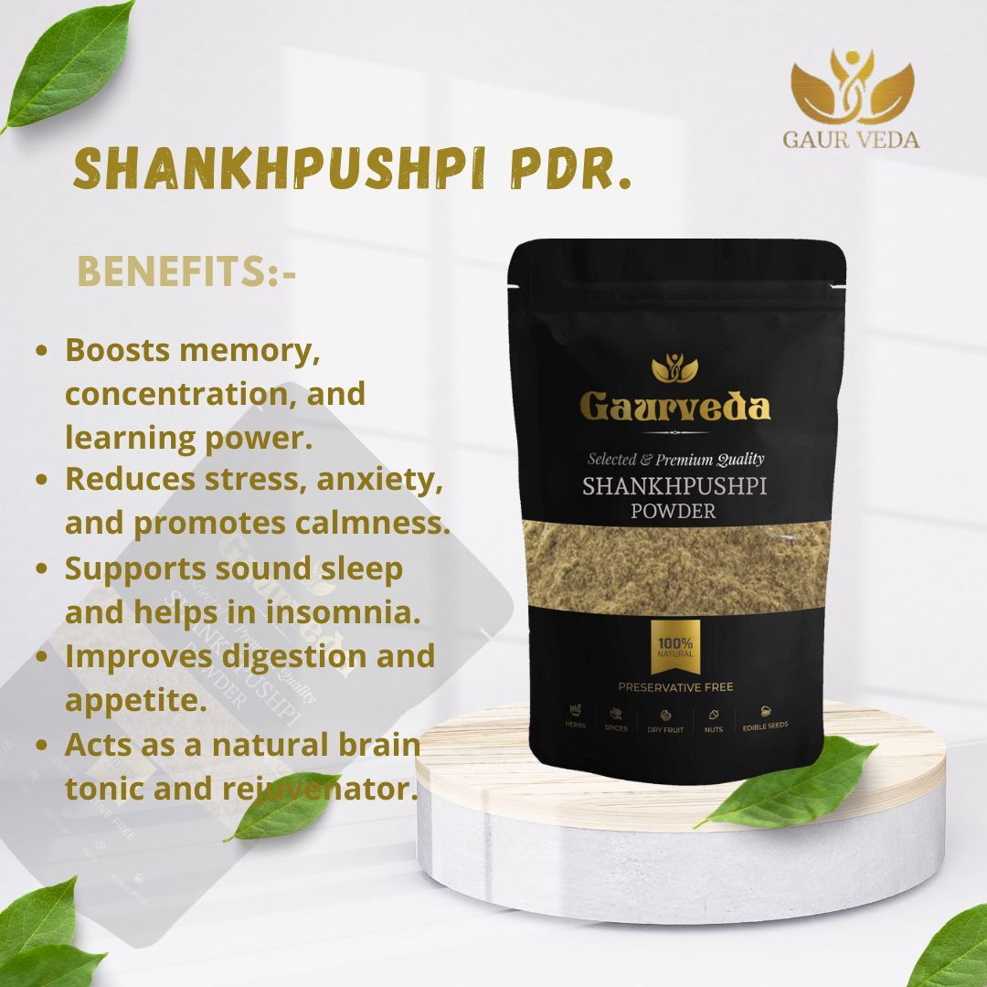 GAURVEDA Shankhpushpi Powder 100% Natural & Pure | Traditional Ayurvedic Herb/Seed/Powder | Supports Wellness & Daily Health | Ideal for Herbal Remedies, 100 Grams