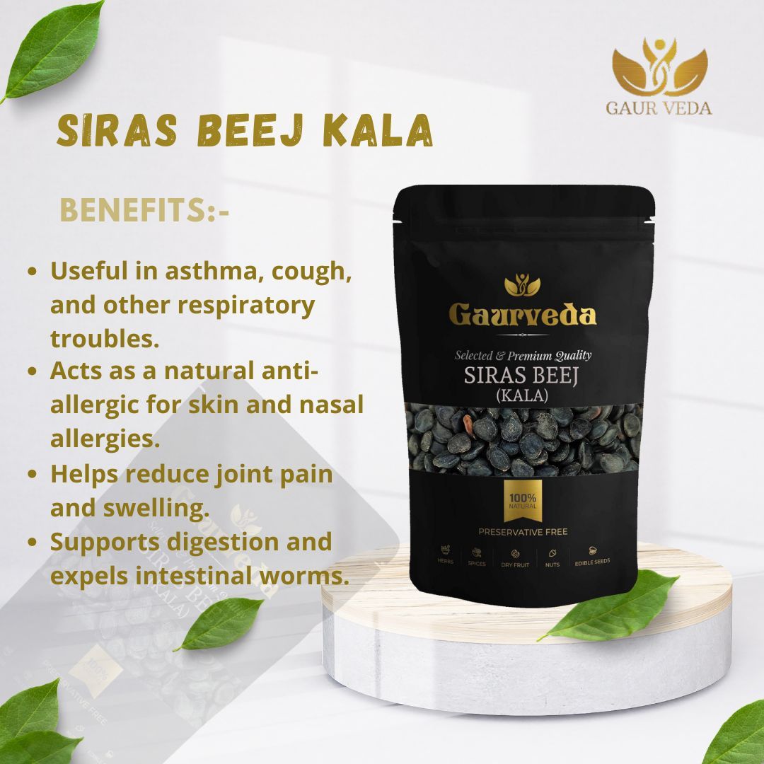 GAURVEDA Siras Beej Kala - Seeds, Natural Goodness, Authentic Indian Herb, Nutrient Rich Superfood, Traditional Wellness Support | 100 Grams