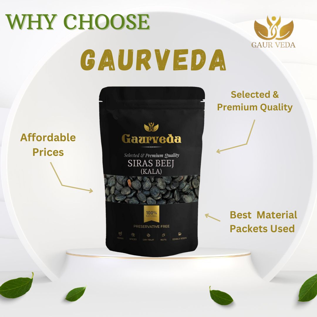 GAURVEDA Siras Beej Kala - Seeds, Natural Goodness, Authentic Indian Herb, Nutrient Rich Superfood, Traditional Wellness Support | 100 Grams
