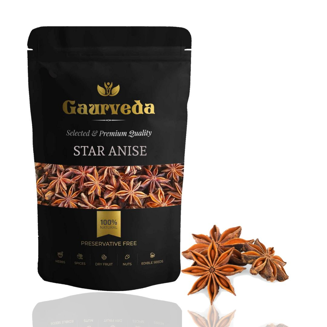 GAURVEDA Star Anise - Chakri Phool - Badian Khatai - Illicium Verum - Pure & Natural (50 Grams)