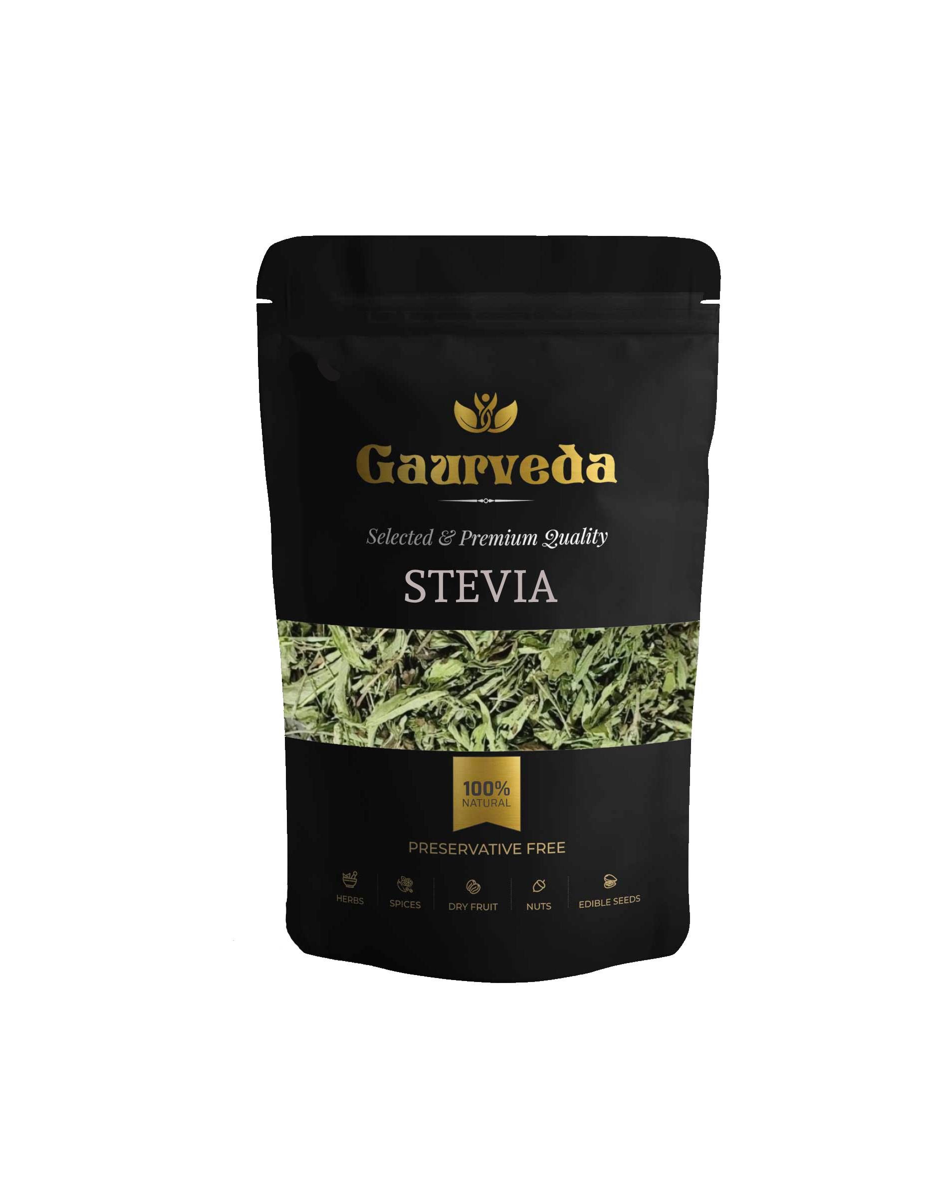 GAURVEDA Stevia 100% Natural & Pure | Traditional Ayurvedic Herb/Seed/Powder | Supports Wellness & Daily Health | Ideal for Herbal Remedies, 100 Grams