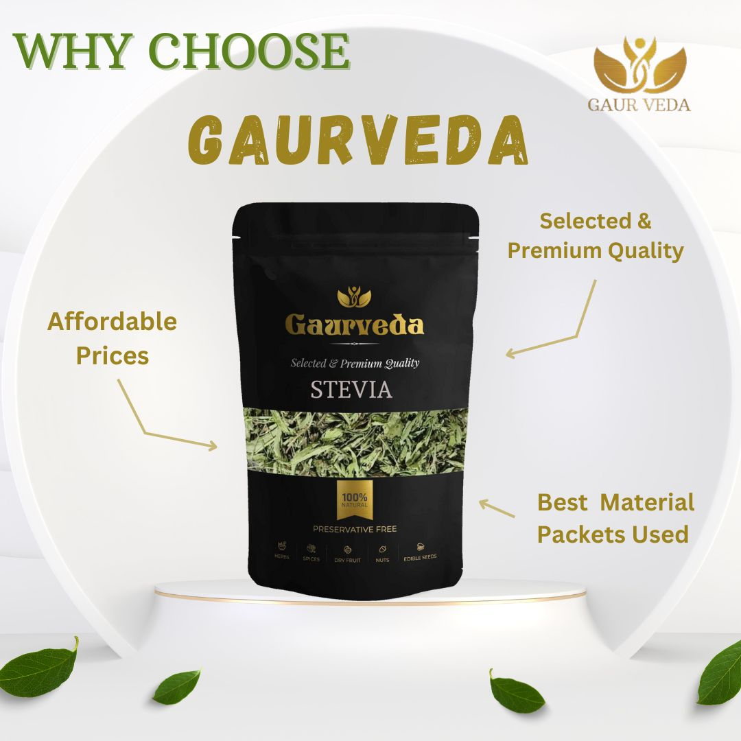 GAURVEDA Stevia 100% Natural & Pure | Traditional Ayurvedic Herb/Seed/Powder | Supports Wellness & Daily Health | Ideal for Herbal Remedies, 100 Grams