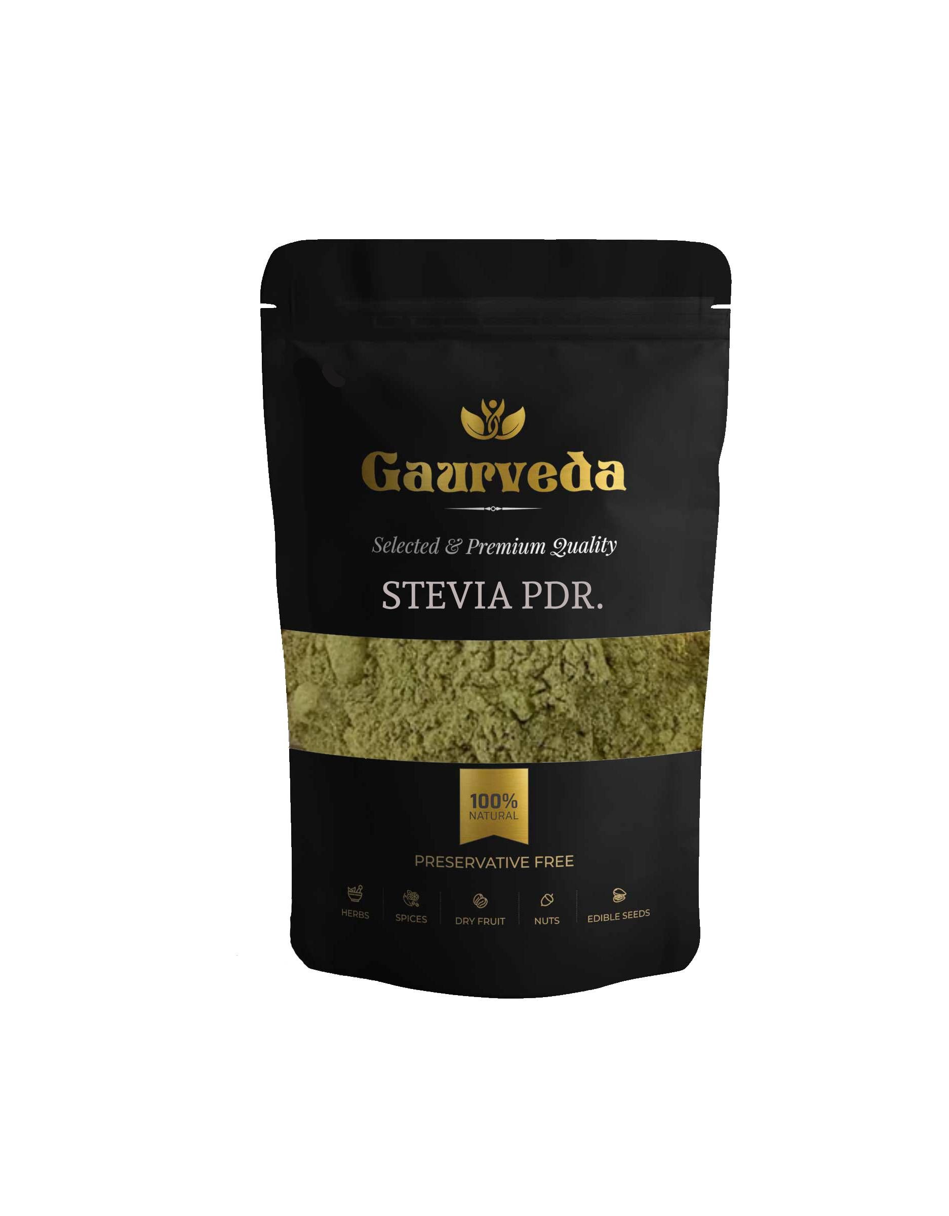 GAURVEDA Stevia Powder 100% Natural & Pure | Traditional Ayurvedic Herb/Seed/Powder | Supports Wellness & Daily Health | Ideal for Herbal Remedies, 100 Grams