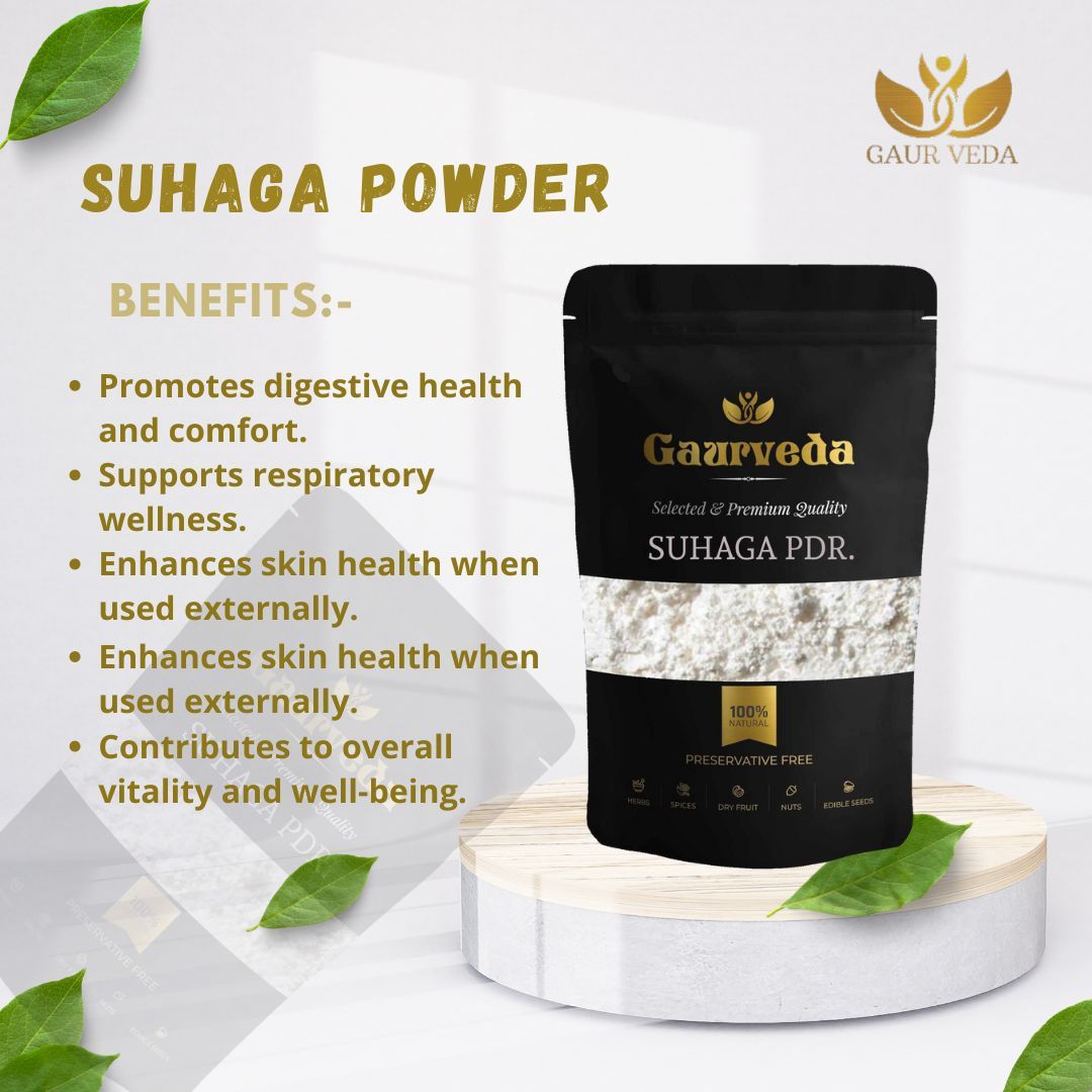 GAURVEDA Suhaga Powder   Natural Cleansing Agent, Traditional Ayurvedic Remedy for Home Use, Pooja Rituals, and Household Applications | 100 Grams