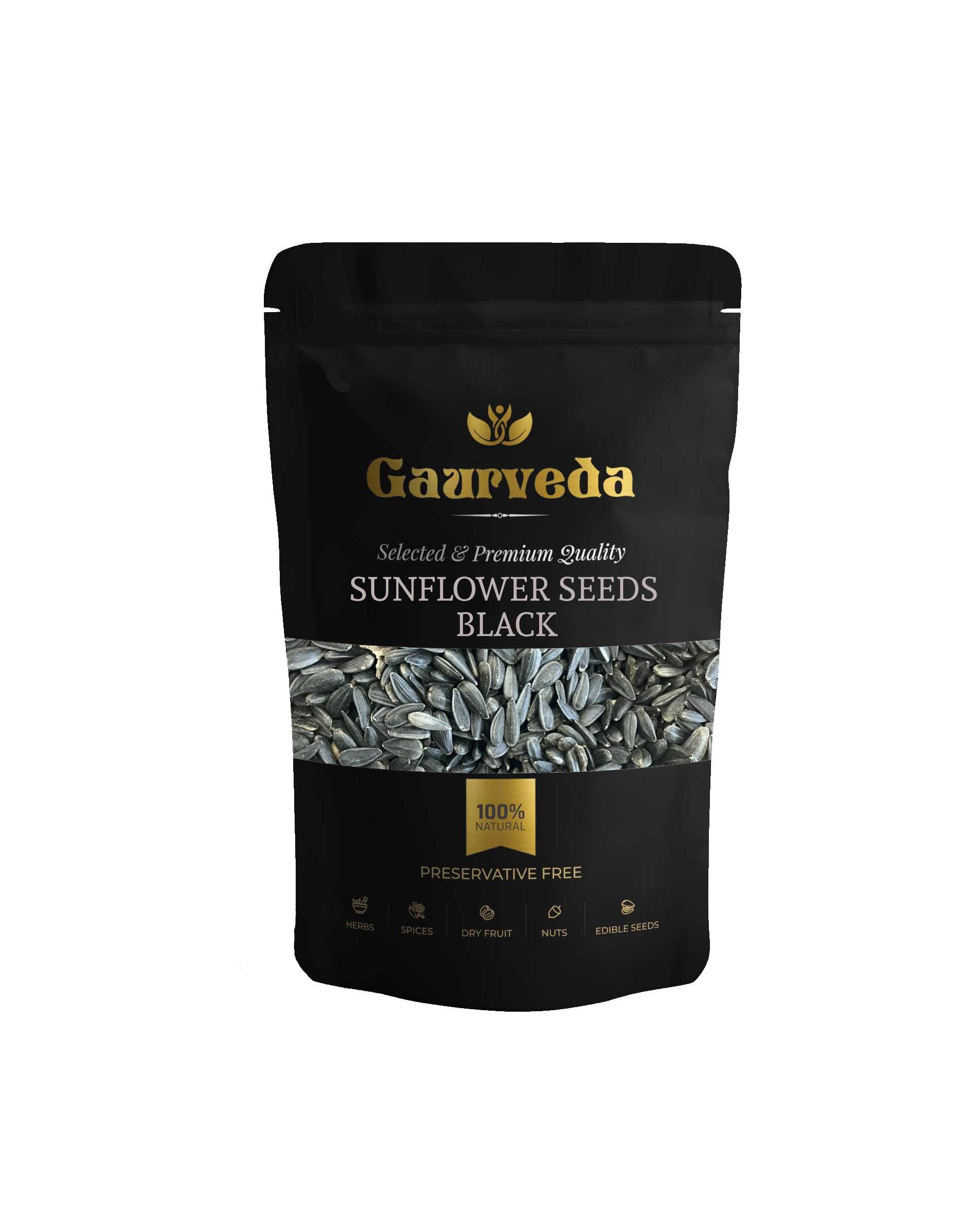 GAURVEDA Black Sunflower Seeds Natural Healthy Snack - Rich in Vitamin E, Minerals & Antioxidants - Perfect for Roasting & Adding to Recipes | 100 Grams