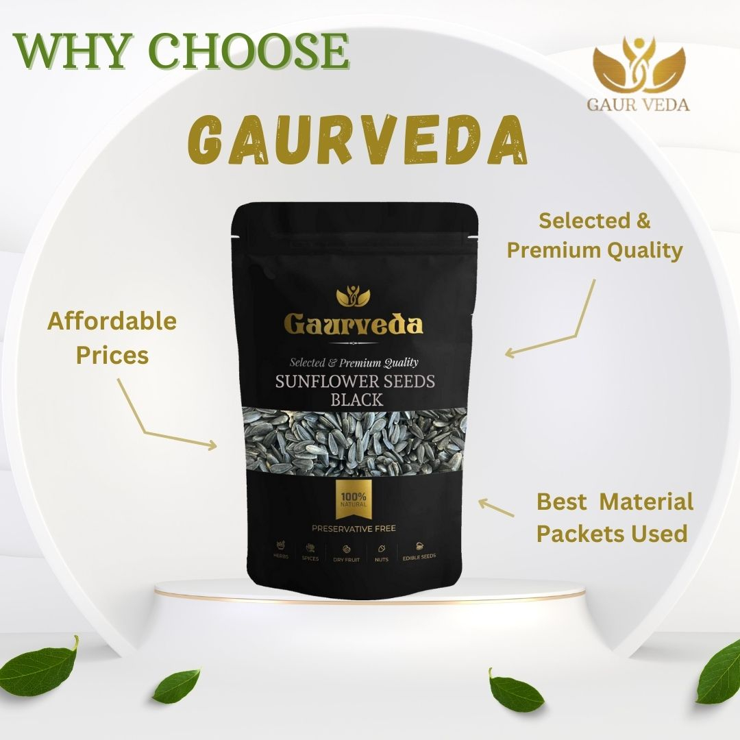 GAURVEDA Black Sunflower Seeds Natural Healthy Snack - Rich in Vitamin E, Minerals & Antioxidants - Perfect for Roasting & Adding to Recipes | 100 Grams