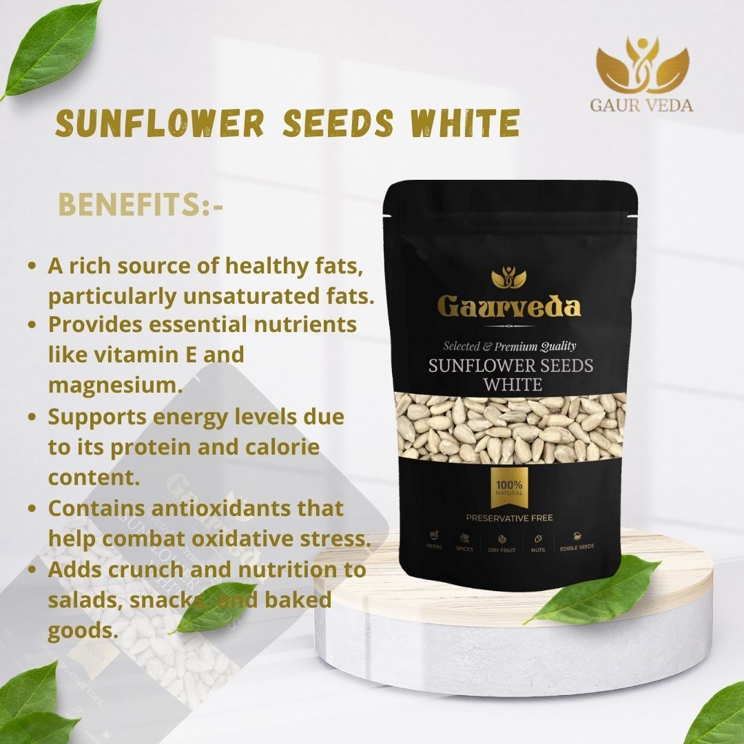 GAURVEDA White Sunflower Seeds -, Nutrient-Rich, Healthy Snack, Perfect for Roasting, Baking & Adding to Your Daily Diet! | 100 Grams