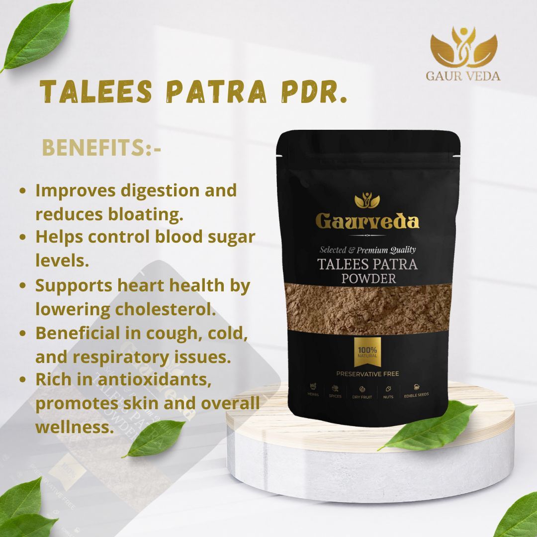 GAURVEDA Talees patra Powder 100% Natural & Pure | Traditional Ayurvedic Herb/Seed/Powder | Supports Wellness & Daily Health | Ideal for Herbal Remedies, 100 Grams