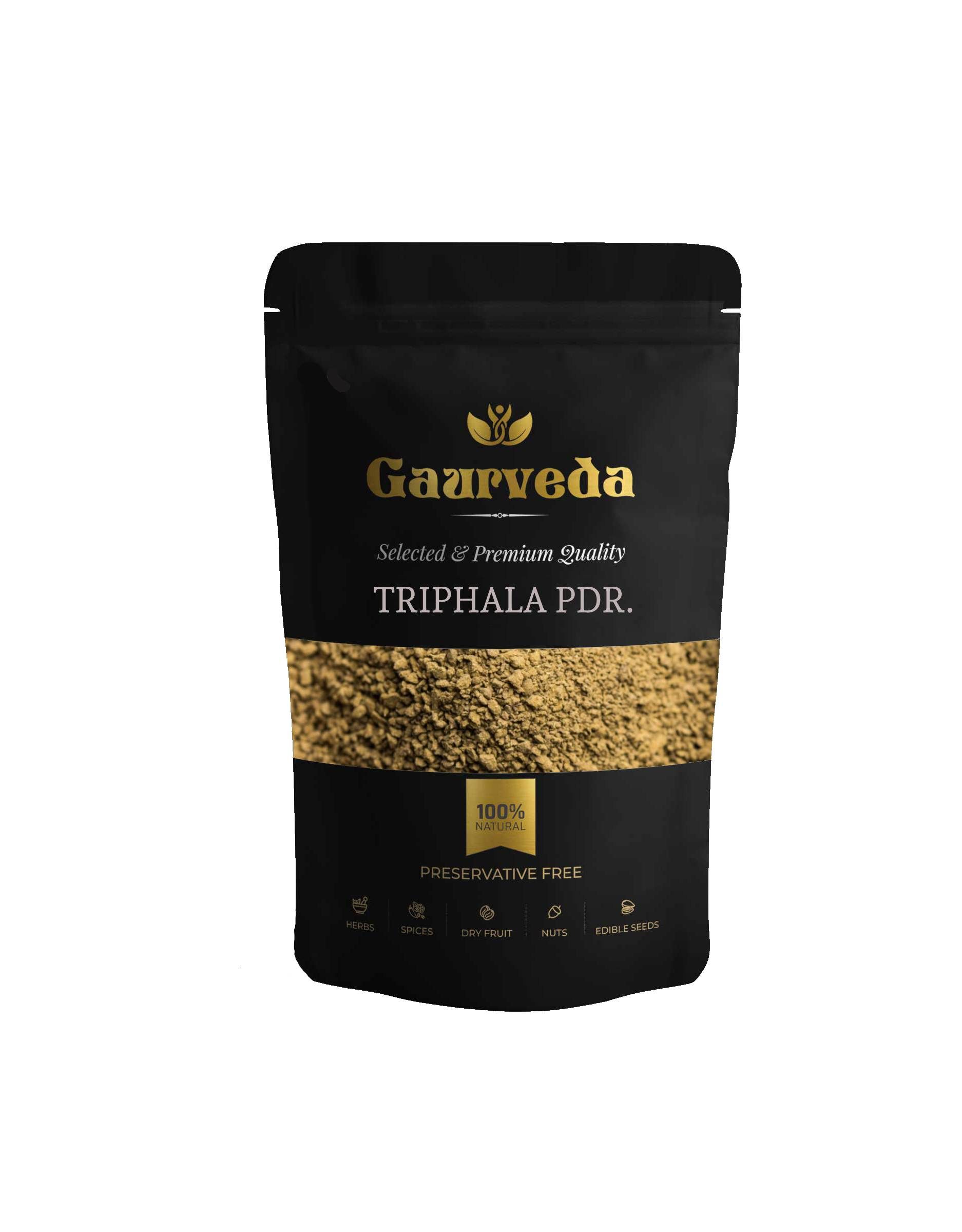 Gaurveda Triphala Powder - Helps Relieve Constipation - Quick Acidity & Gas Relief - Enriched with Amla - Pure & Natural (100)