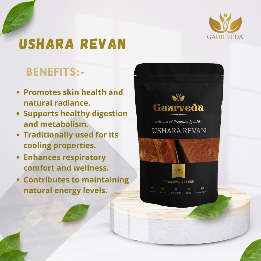 GAURVEDA Ushara Revan 100% Natural & Pure | Traditional Ayurvedic Herb/Seed/Powder | Supports Wellness & Daily Health | Ideal for Herbal Remedies, 10 Grams