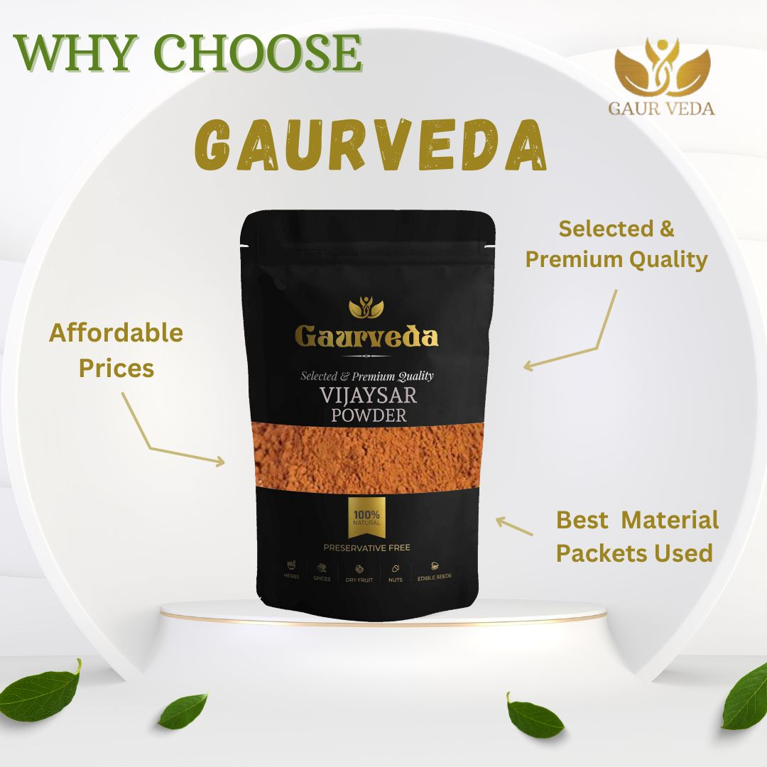 GAURVEDA Vijaysar Pdr (500 Gm) - Indian Kino Pdr - Pterocarpus Marsupium Pdr - Pure & Natural