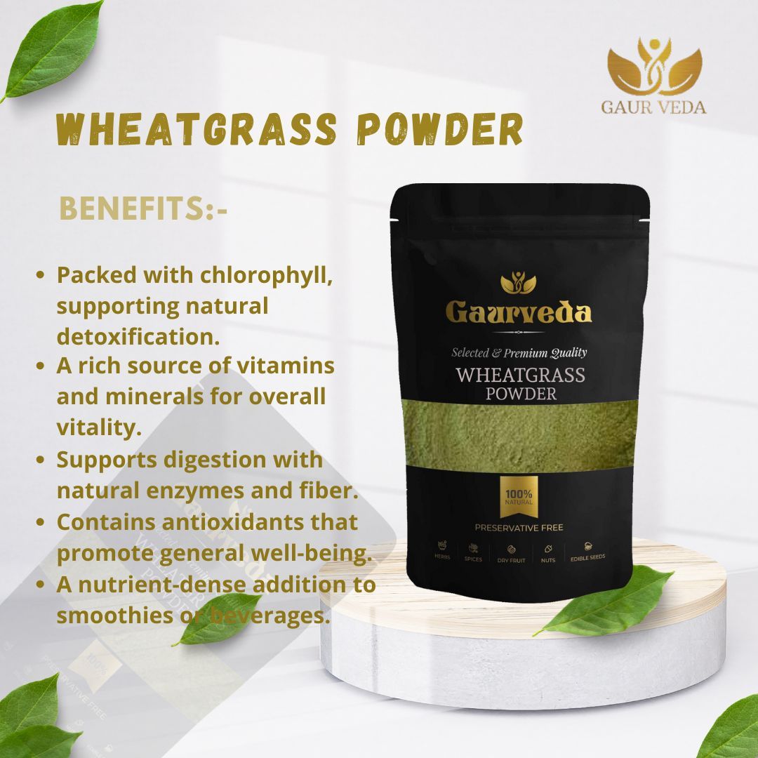 Gaurveda Wheatgrass Powder for Immunity and Stamina, 100g, Natural Antioxidants, Vitamins and Minerals (100 Grams)